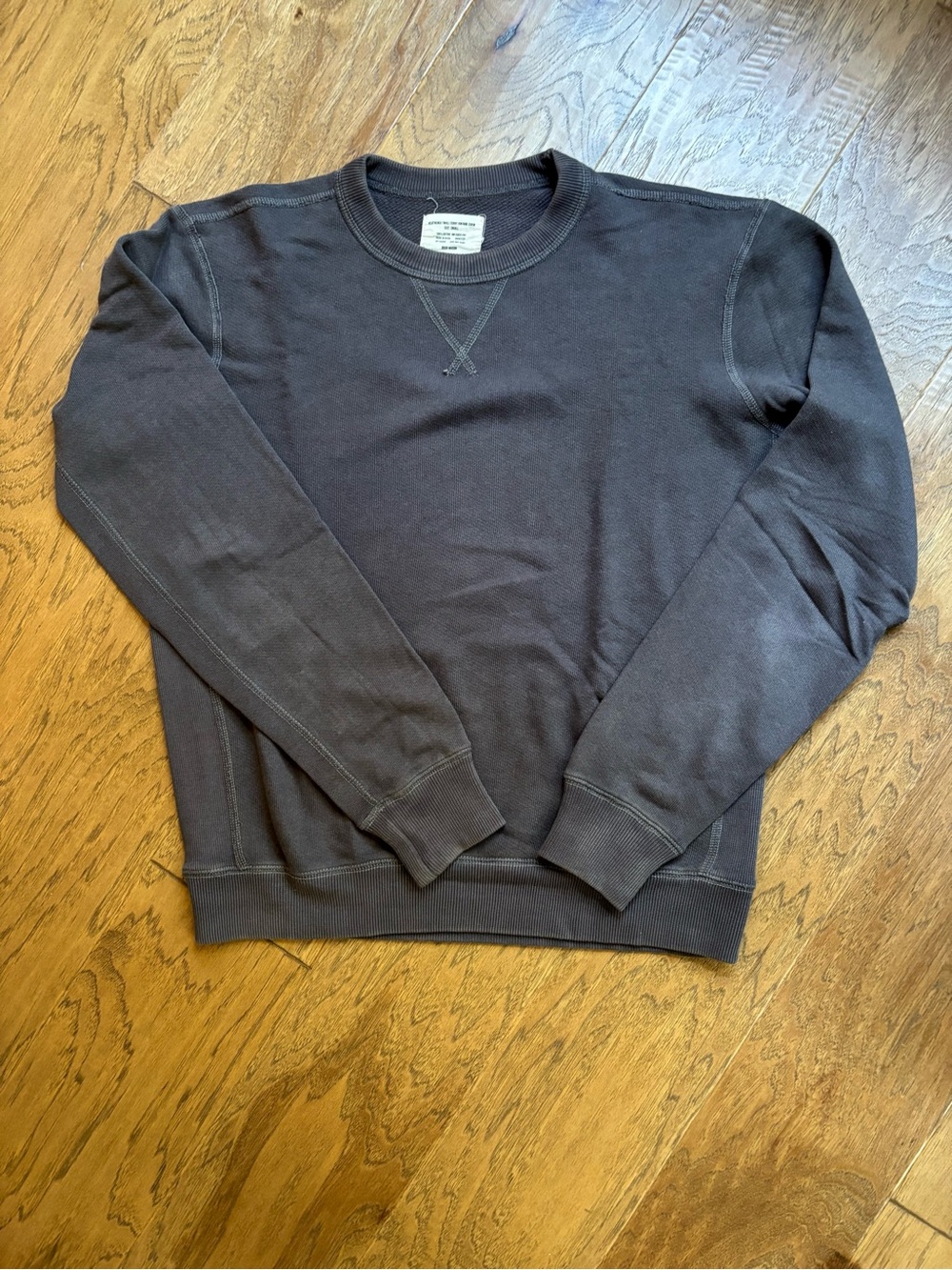 Buck Mason Heathered Twill Terry Vintage Crew - Dark Blue/Charcoal - Men’s S